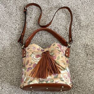 Patricia Nash Floral Tan and Brown Shoulder Bag